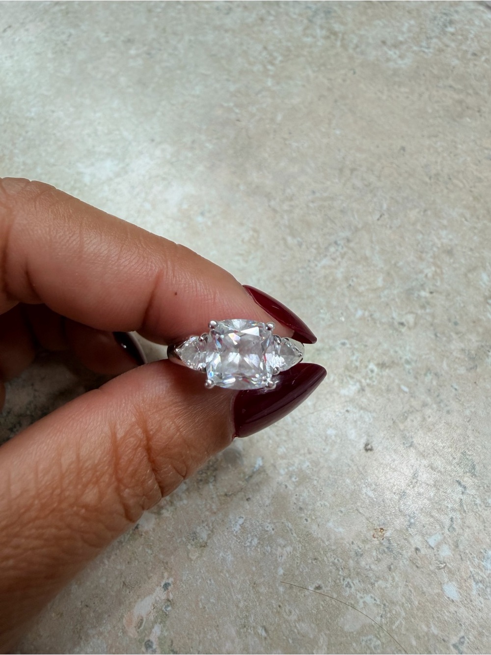 Three-Stone Clear Cubic Zirconia Ring in Silver-Tone